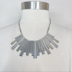 Charming Charlie Silver and Gem Statement Necklace Chainlink Geometric Fashion